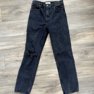 Abercrombie & Fitch Jeans Women 27 Black 90's Straight Ultra High Rise Distress